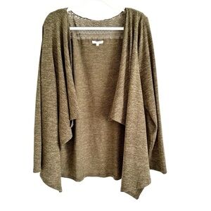 Maurices Lace Light Detailed Cardigan Size 2 in Olive/Brown Color